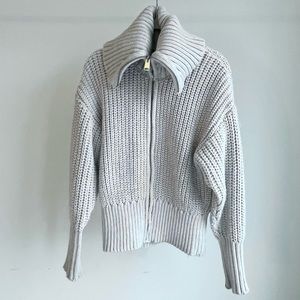 Zara gray full zip knit sweater